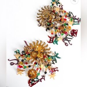 Lunch at The Ritz vintage 1989 zodiac clip on earrings